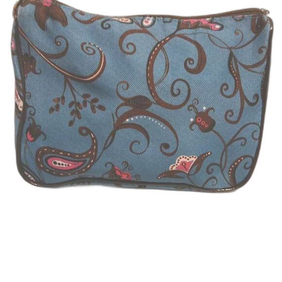 Estée Lauder Blue Paisley Cosmetic Bag – Floral Makeup Pouch – Travel Size - Picture 1 of 11